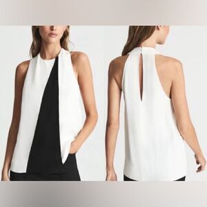 Reiss NWT Sharon Colorblocked Blouse Top Sleeveless Black White Size 0